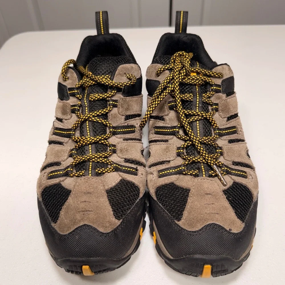 Merrell Mens Boulder Old Gold Hiking Shoes Waterproof Trail Sneakers Size 8.5